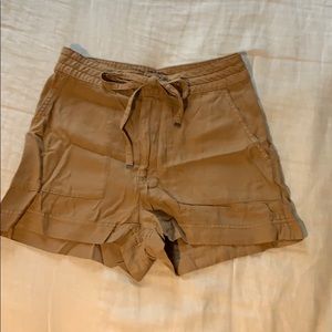 Tan High Waist Drawstring Shorts